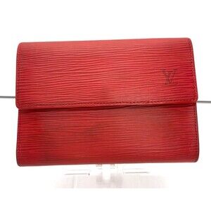 Authentic Louis Vuitton Red Epi Leather Etui Papier Porte Tresor Long Wallet